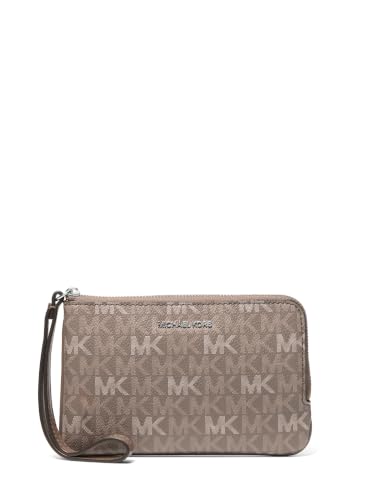Michael Kors Women's Jet Set Travel Small Wristlet, Silver-Tone Hardware/Pop MK Signature/Mushroom