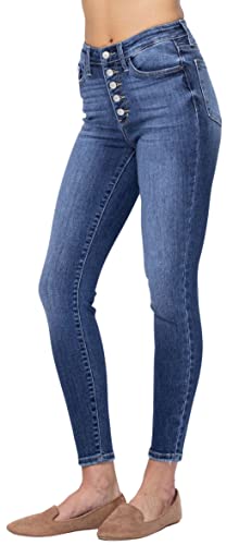 Judy Blue Women's High Rise Exposed Button Fly Skinny Jeans (9, Md) #TOP1
