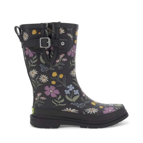 Image of Western Chief Women's Waterproof Mid Rain Boots | Ladies pull on mid rain boots with adjustable buckle, cushioned insole, and rubber outsole for wet weather and outdoor wear.