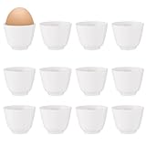 BOUTICOL 12er Set Porzellan Eierbecher Weiße EierStänder für Frühstückstische 5 x 4,3CM Porzellan-Eierhalter Stapelbar Frühstück Gekochtes Kochwerkzeug