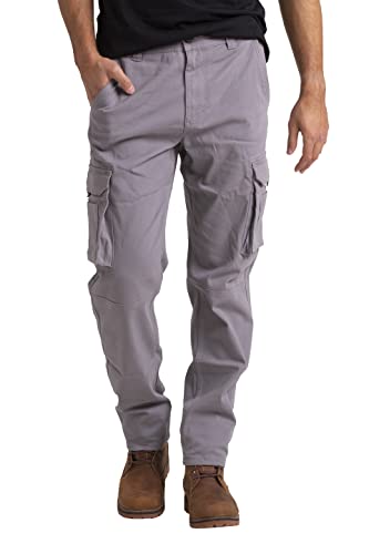 westAce Men's Cargo Work Trousers Casual Stretch Cotton Heavy Duty Relaxed Fit Durable Safety Multi Pockets Construction Work Hiking Combat Work Utility Cargo Pants 32W-44W (Grey, 38W / 30L)