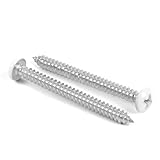 MewuDecor #8 x 2 Pan Head Wood Screws, Sheet Metal Screws Self Tapping Screws, Stainless Steel 18-8 (304), White Head, 50 PCS
