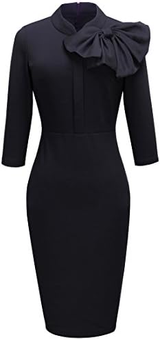 HOMEYEE Women's Vintage Bowknot 3/4 Sleeve Party Dress B244