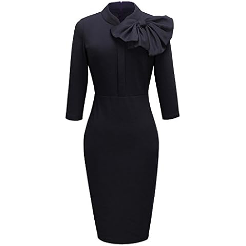 Homeyee Women's Vintage Bowknot 3/4 Sleeve Party Dress B244 (M, Black) US 6 Cover