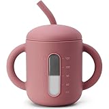 SAMiGO Silicone Sippy Cup, Baby Straw Cup for 6 12 18 Months, Sippy Cup with Straw for Toddlers 1-3 Years, Baby Water Cup for Drinking and Training, 6 oz