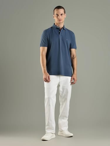 Image of Tommy Hilfiger Solid Regular fit Cotton Polo t-Shirt