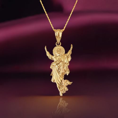 LA BLINGZ 10K Yellow Gold Resurrection of Jesus Christ Pendant Necklace (16" Necklace)2