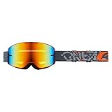 O'NEAL | Fahrrad- & Motocross-Brille | MX MTB DH FR Downhill Freeride | Verstellbares Band, optimaler Komfort & Belüftung | B-20 Goggle Strain V.22 | Erwachsene | Grau Orange Verspiegelt | One Size