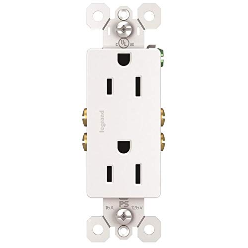 Legrand radiant 885TRWCP7 15 Amp Tamper Resistant Decorator Duplex Outlet, Side Wire or Push Wire, White (10 Pack)