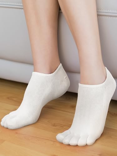 Image of Bencailor Women Toe Socks Cotton No Show Sock | 6 /12 Pairs Low-cut Socks with Toes Separated, Soft Breathable Cotton, Ankle Five-finger Sock for Running Athletic Daily Wear