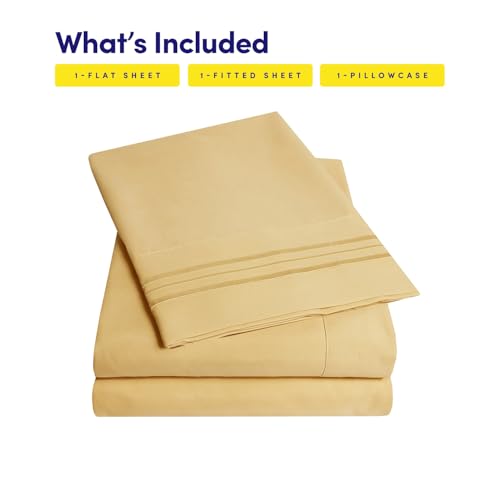 Image of Sweet Home Collection Bed Linen Set - 3Pc Camel Microfiber Sheet Set for Twin XL Mattress - Deep Pocket, Wrinkle & Fade Resistant