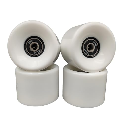 CREAJOY Skateboard Wheels 60mm 95a with Bearings, Set of 4 (White)