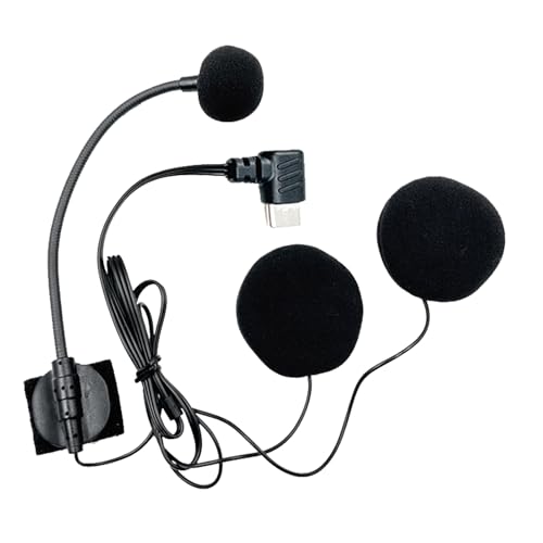Hqunjikp Auriculares para motocicleta, micrófono de motocicleta, cancelación de ruido, alta definición, de media cara, impermeables, tipo C, para entrevistas, vlogging