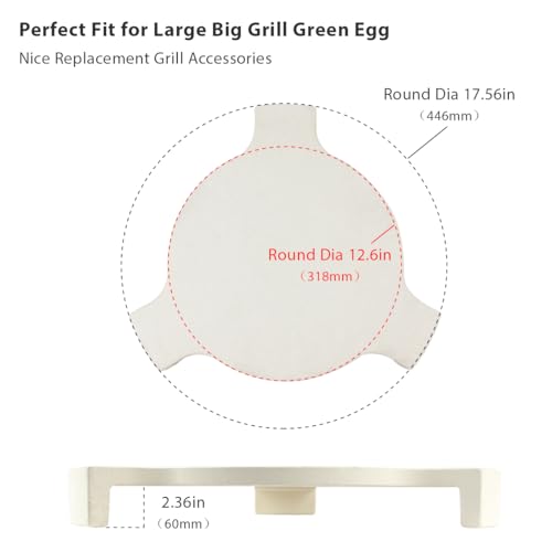 Qqmaster 17.5 Inch Ceramic Plates Setter For Big Green Grill Egg Accessories Heat Deflector Smoking Plate Pizza Stone For Large Big Grill Green Egg,Kamado Grill,Grilling Ceramic Grate Extender Thicker thumb #2