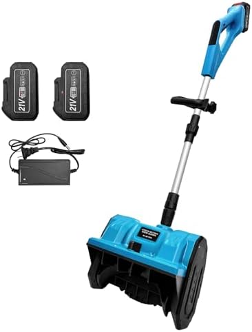 SOCROTO Cordless Snow Shovel Electric Snow Blower 20V 12 Inch Adjustable Auxiliary Handle Directional Plate Snow Thrower with Two 4-Ah Batterires, Battery Charger, Gloves and Goggles