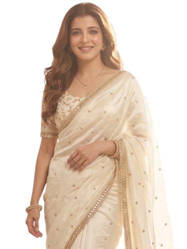 Image of Space Sattin Multi Sequence Full Worked Saree With Original Mirror Lace & Havey Sequence Full Worked Unstitched Blouse Piece