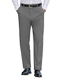 COOFANDY Men's Classic Fit Stretch Dress Pants Flat Front Straight Casual Pant Expandable Waist Suit Pant Dark Grey