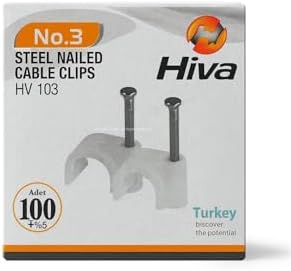 Proalet Hiva Çelik Çivili Kroşe, Kablo Klipsi, Dayanıklı, Plastik, Beyaz, Pratik, Kablo Sabitleme Aparatı, Elektrik, Tesisat Düzenleme İçin, Çivi Klips Seti, 100 Adet (No:3) - Görsel 1