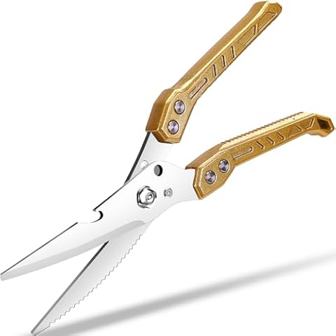 Heavy Duty Kitchen Shears Poultry Scissors Professional for Meat, Chicken, Bone,Turkey, Fish, Separable Design,Spring Loaded, Dishwasher Safe (GOLD) Cover