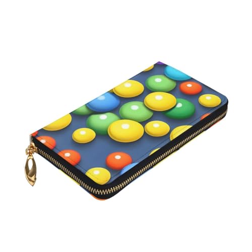 Colorful balls Women's Wallet Long Zip Around, Premium Vegan Leather Wallet with 12 Card Holders, Large Capacity,Gift Ready Packaging4