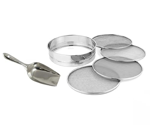Image of 4-in-1 Interchangeable Atta Chalni with Measuring Atta Scoop | Multipurpose Stainless Steel Flour Sieve with 4 Mesh Sizes | Kitchen Strainer & Flour Filter