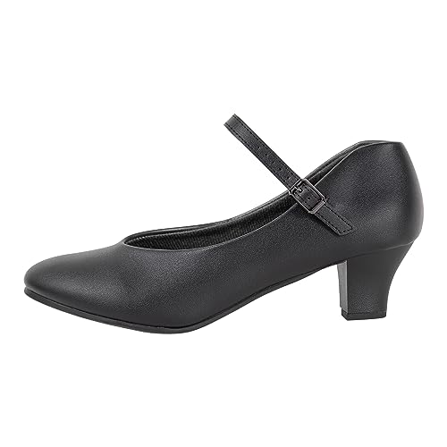 Dynadans Women\'s Character Shoe Ankle Strap 1.5\'\' Latin Dance Shoes Black 8