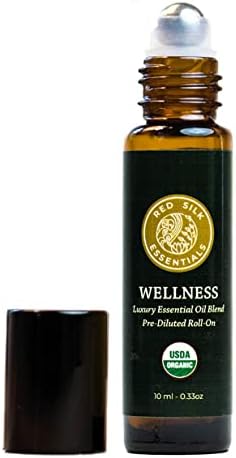 Organic Wellness Essential Oil Vitality Blend Roll On - 100% Pure USDA Certified Frankincense, Cypress, Cedarwood, Clary Sage, Orange - 10ml