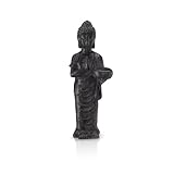 HOMESTORY Buddha-Figur stehend mit Teelichhalter 40 cm schwarz für Drinnen & Draußen, Zen und Feng Shui Deko-Figur aus Magnesia