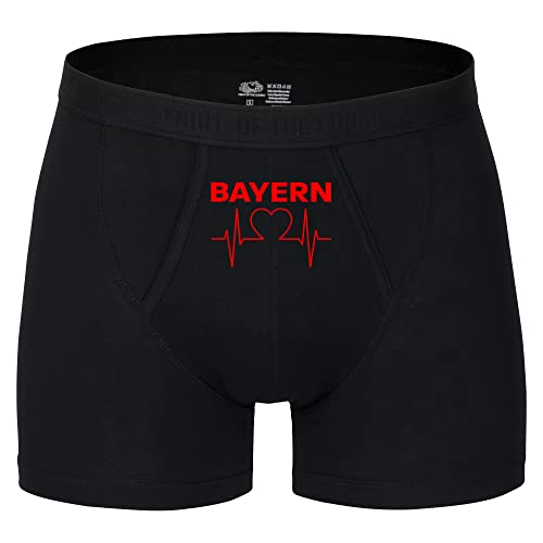 multifanshop Herren Boxer Short - Bayern - Herzschlag - Druck rot - Unterwäsche Größe L schwarz