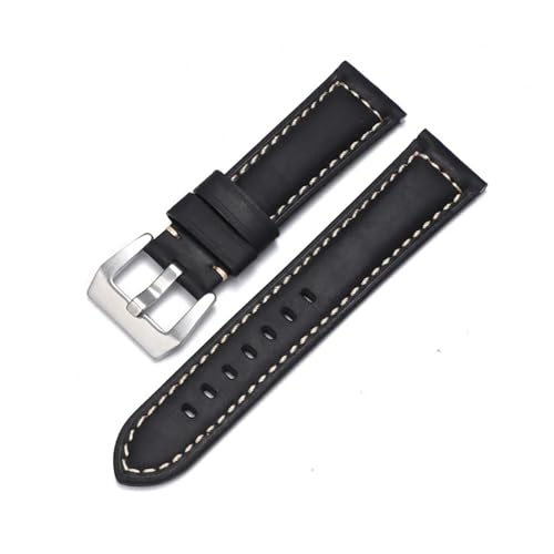 HuanJ vU[uXbg 20 22 24 26mm YEHb`Xgbv {voh plC PAM111/441/312 NCW[z[XxgΉ(Black Silver,20mm)