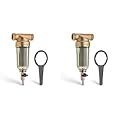 iSpring 50 Micron & 100 Micron Reusable Whole House Spin Down Sediment Water Filters with Stainless Steel Mesh, Lead-Free Brass, 1" MNPT + 3/4" FNPT