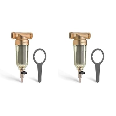iSpring 50 Micron & 100 Micron Reusable Whole House Spin Down Sediment Water Filters with Stainless Steel Mesh, Lead-Free Brass, 1" MNPT + 3/4" FNPT