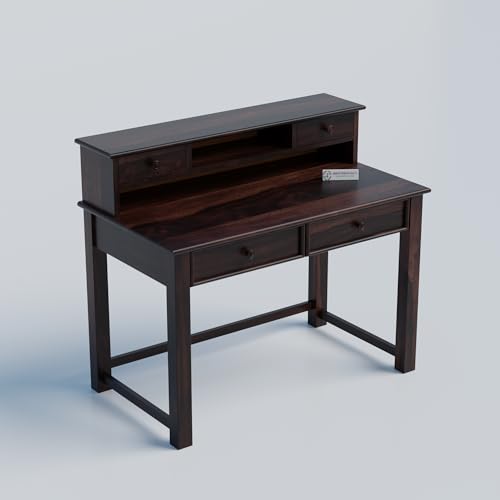 Image of Jangid Handicraft Solid Sheesham Wood Study Table for Adults | Computer Table for Home | Wooden Writing Desk Work from Home Table | Rosewood | Basic Assembly | Walnut Finish
