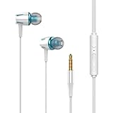 Auriculares con cable - Reducción de ruido, sonido circundante intraídico | Sombrero de silicona brillante en un diseño negro y amigable para la piel para el deporte, uso con computadora y dispositivo