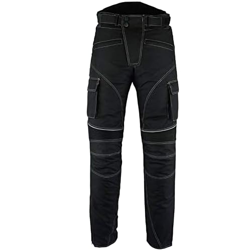 Sterling Sports® - Pantaloni da moto per uomo in tessuto impermeabile termico corazzato, colore: nero, grigio mimetico, verde mimetico