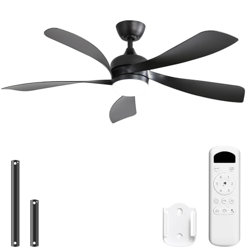Sofucor 114cm Ventilateur de Plafond avec Lumière, Télécommande, 6 Vitesses, Minuterie, 3 Réglages de Couleur, DC, Silencieux LED Lampe Ventilateur de Plafond Pour Chambre Salon