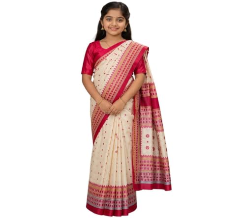 Simple and Stylish Outfit Ideas for Ganesh Pandal 2025 21 Bihu Dress for Girls | Traditional Assamese Saree Style Costume w...