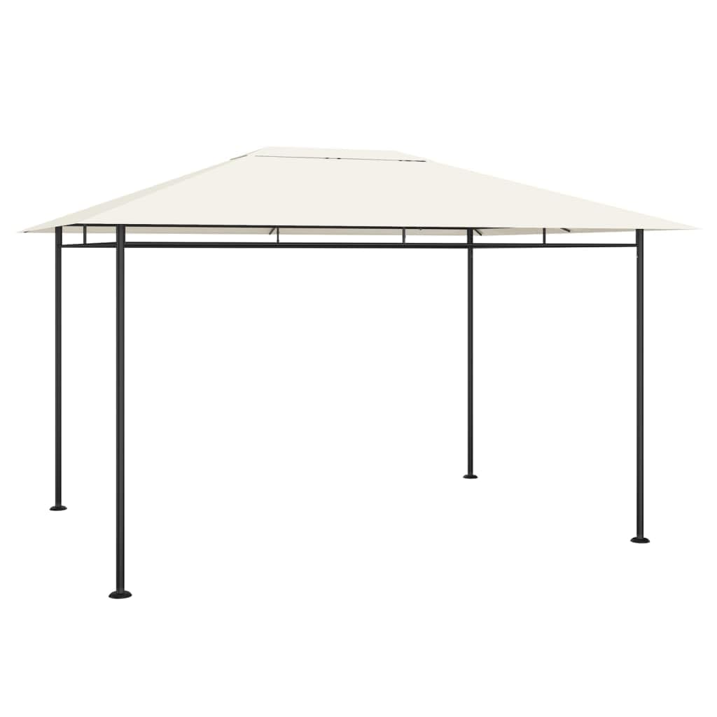 Carpa exterior 384 x 281 x 270 cm, color crema, 180 g/m², con revestimiento de PA para protección contra el sol y la lluvia, estructura de acero estable para fiestas de jardín, camping y eventos