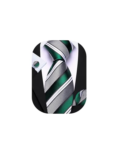 Image of Barry.Wang Mens Tie Set Plaid Check Neckties Formal Business Wedding Luxury Pocket Square Cufflinks