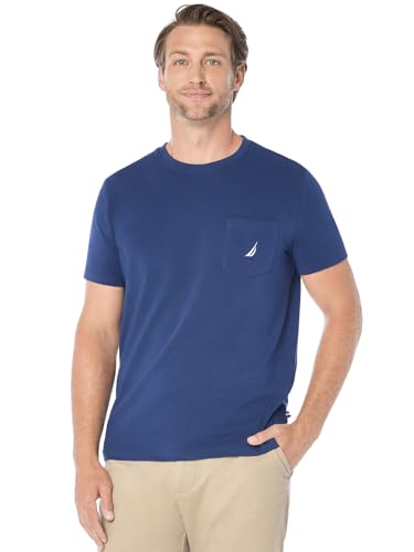 Catálogo de Ropa de Náutica para - los preferidos. 43 Nautica - Playera de Manga Corta con Cuello Redondo y Bolsillo para Hombre, Estate Azul, X-Large