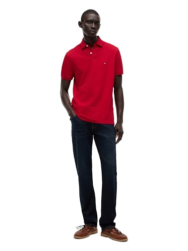 Image of Tommy Hilfiger Men's Short Sleeve Polo Shirts in Regular Fit With Stretch and Organic Pique Cotton