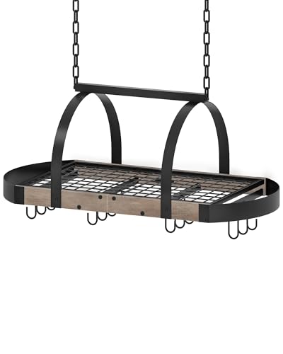 Hanging Pot Rack with 12 Hooks for Kitchen Storage