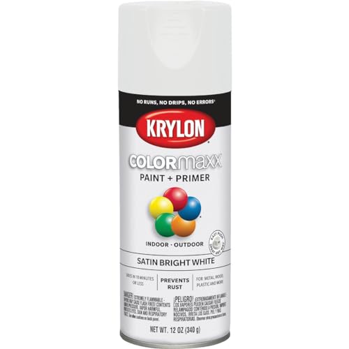 Image of Krylon K05558007 COLORmaxx Spray Paint and Primer for Indoor /Outdoor Use, Satin Bright White