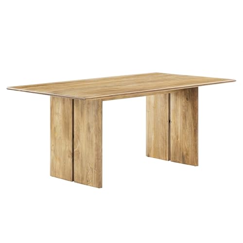 Image of Modway Amistad 72 inch Solid Wood Modern Farmhouse Rectangular Dining Table in Oak