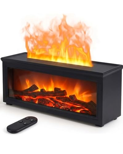 Essential Oil Diffuser 7-Color Fireplace Fire Flame Aromatherapy Humidifier 280ml Ultrasonic Aroma Diffuser Cozy with Time Sets and Remote Control for Bedroom Home Yoga Office