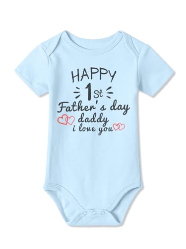 BesserBay Father Mother Day Baby Cotton Blue One Piece Short Sleeve Bodysuit Happy 1st Daddys Day Onesie 3 Months
