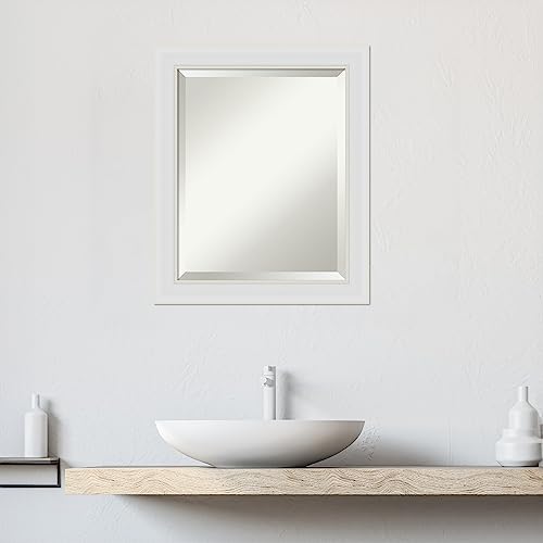 Image of Framed Vanity Mirror | Bathroom Mirrors for Wall | Flair Soft White Narrow Mirror | Wall Mounted Mirror | Small Mirror | 24.00 x 20.00 in.