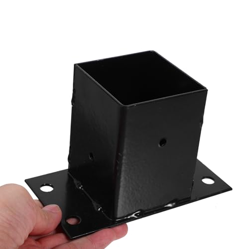 Support de poteau en fer noir avec base carrée pour fixation solide - 7