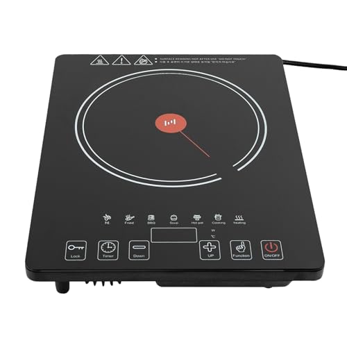 Electric Cooktop,1800W 8-Power Gears Powerful Electric Ceramic Hob With Adjustable Heat&Time, Modern Portable Single Countertop Burner With Smart Control For Home, Restaurant 110-120V