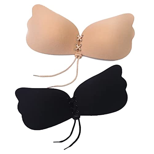 Hovoto Klebe BH, Klebe BH Push Up, Klebe BH Damen, Push Up Klebe BH, Selbstklebender BH Wiederverwendbar und Waschbar, Adhesive Bras für Ballkleider, Abendkleider (2 Stücke) Cover